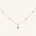 3CT Pear Cut lab Grown Diamond Strata Chic Pendant Necklace