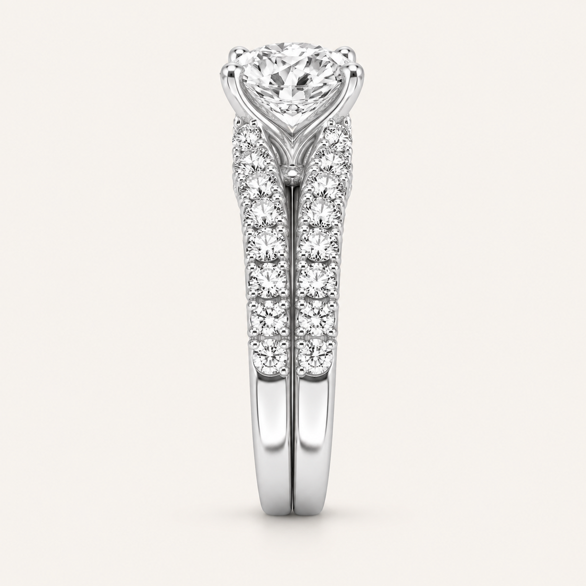 5.00CT Round Cut Lab Grown Diamond Bridal Set