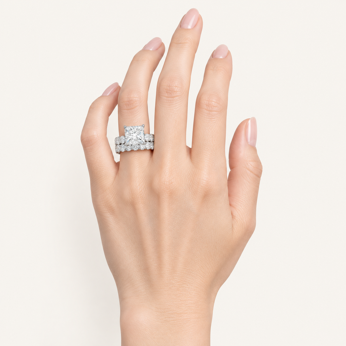 5.00CT Princess Cut Lab Grown Diamond Bridal Set