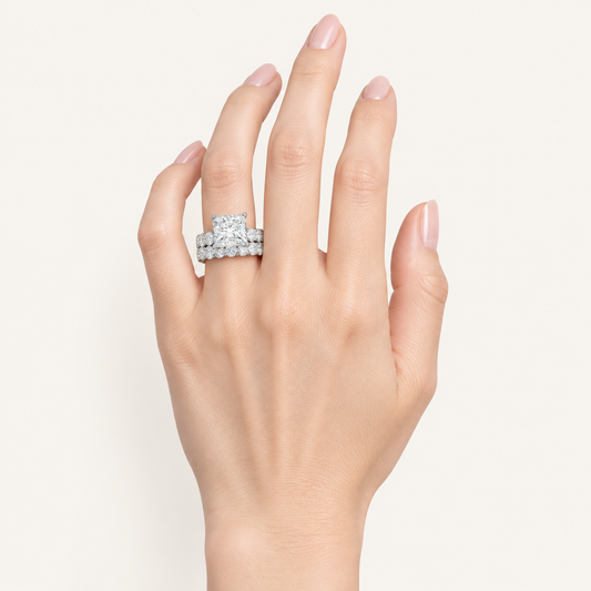 5.00CT Princess Cut Lab Grown Diamond Bridal Set