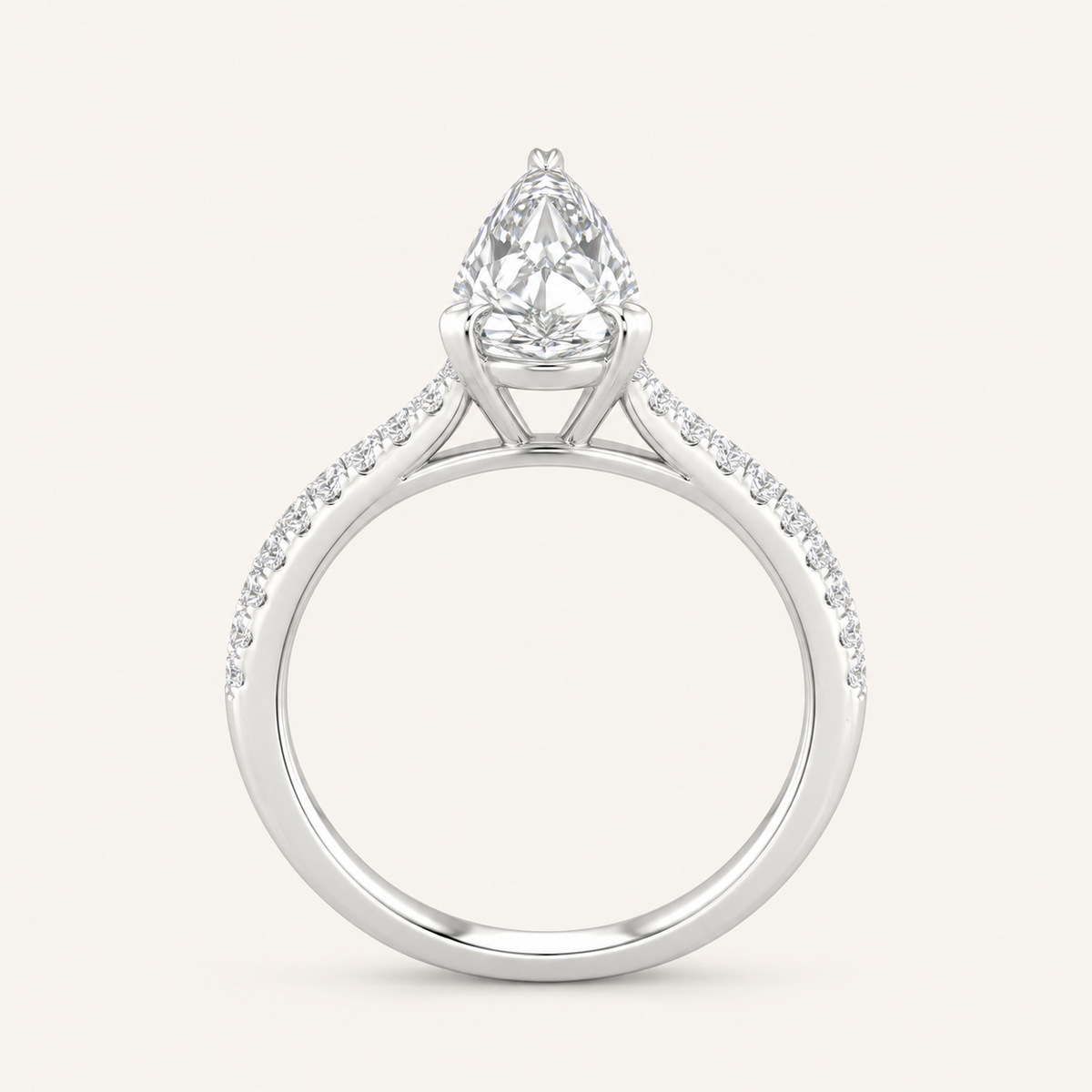 2.25CT Pear Cut Lab Grown Diamond Side Stone Ring