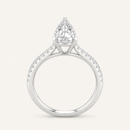 2.25CT Pear Cut Lab Grown Diamond Side Stone Ring