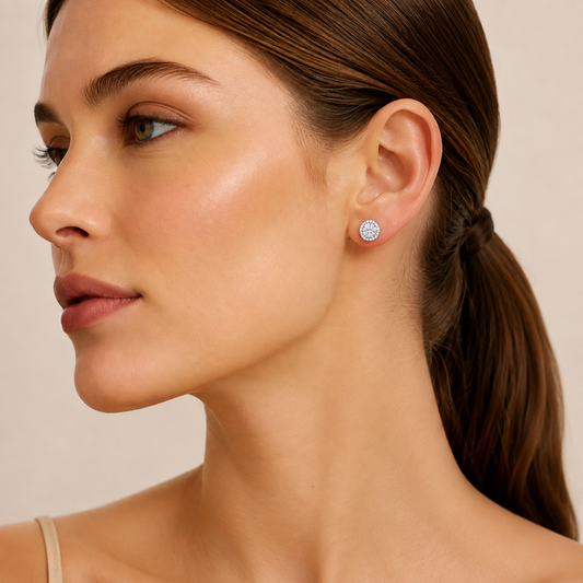 1CT Round Cut Lab Grown Diamond Halo Stud Earrings