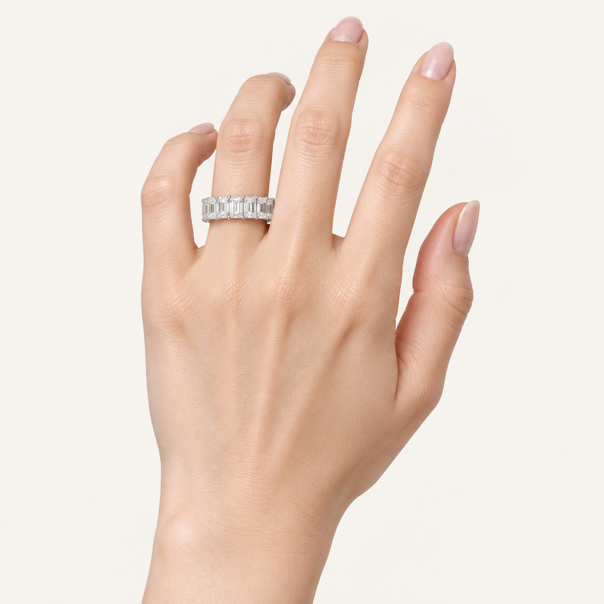 5.00CT Emerald Cut Lab Grown Diamond Eternity Band Ring