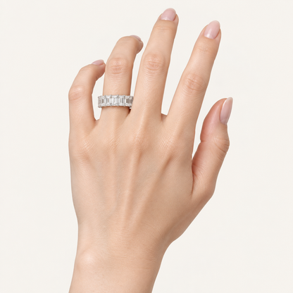 5.00CT Emerald Cut Lab Grown Diamond Eternity Band Ring