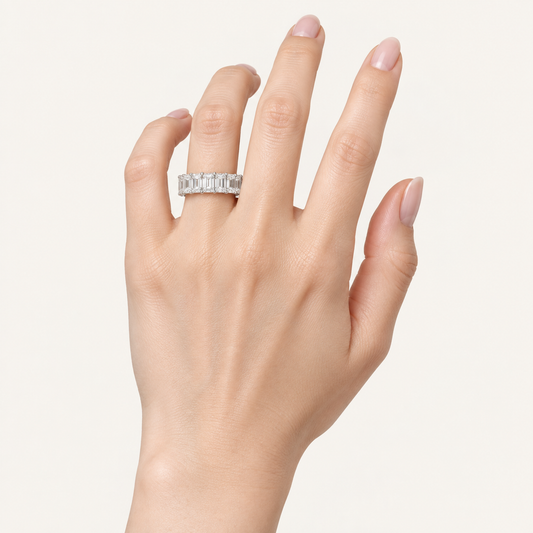 5.00CT Emerald Cut Lab Grown Diamond Eternity Band Ring