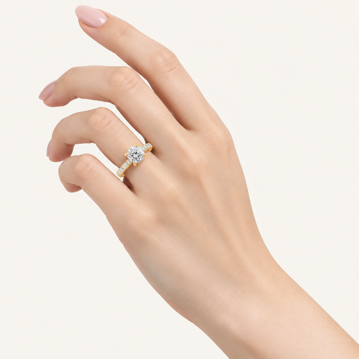 1.25CT Round Cut Lab Grown Diamond Side Stone Ring