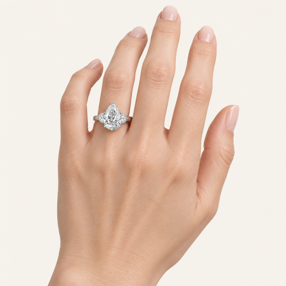 3.66CT Pear Cut Lab Grown Diamond Three Stone Ring