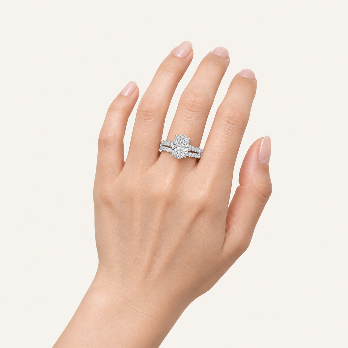 2.33CT Oval Cut Lab Grown Diamond Bridal Set