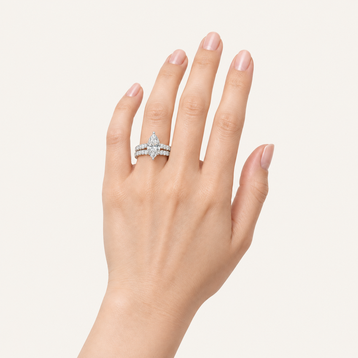 2.33CT Pear Cut Lab Grown Diamond Ring Set