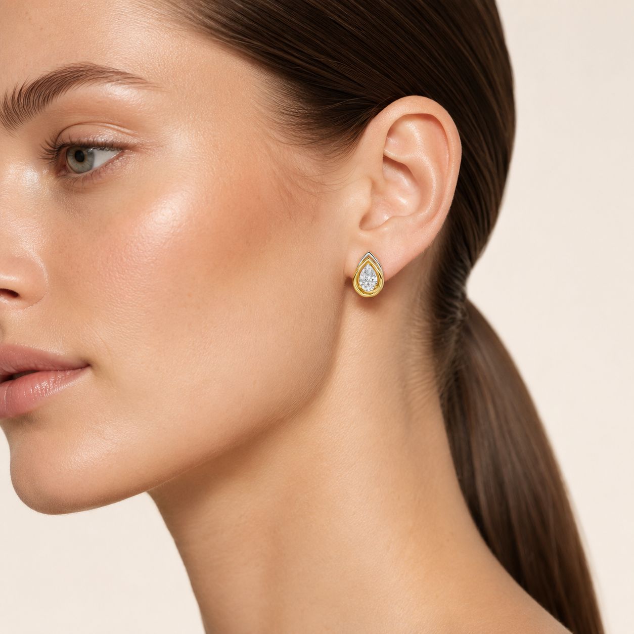 2CT Princess Cut Lab Grown Diamond Halo Stud Earrings