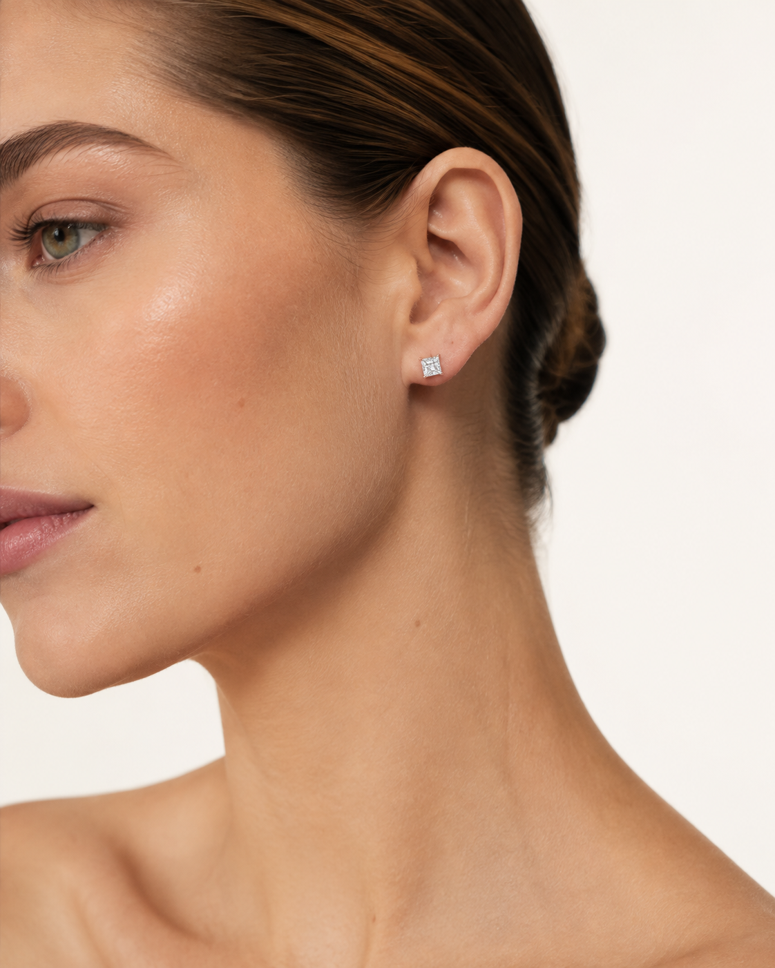 6CT Princess Cut Lab Grown Diamond Classic Basket Set Stud Earrings