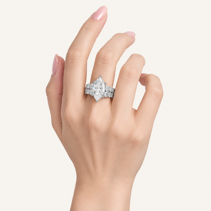 5.00CT Pear Cut Lab Grown Diamond Bridal Set