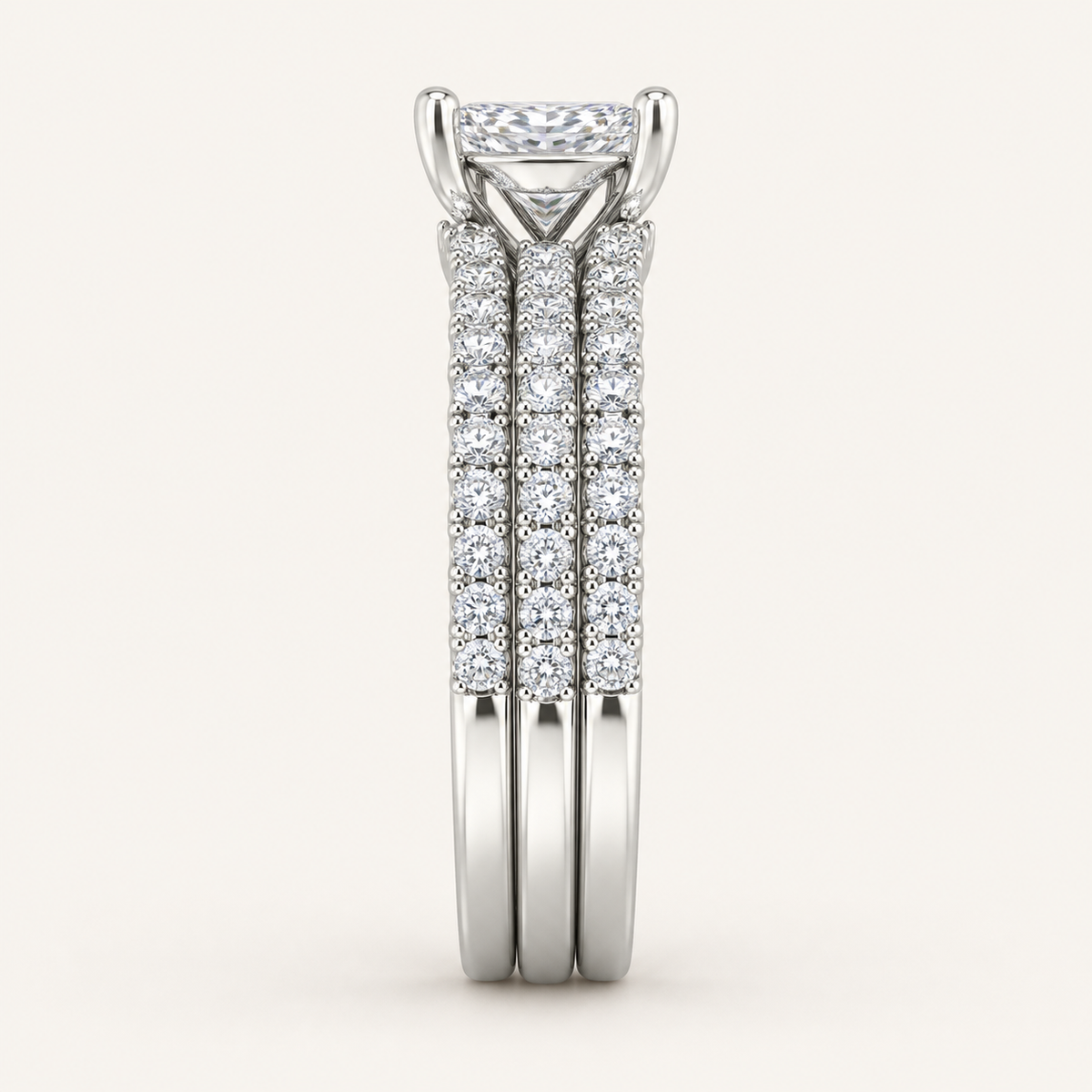 1.76 CT Princess Cut Lab Grown Diamond Band Set