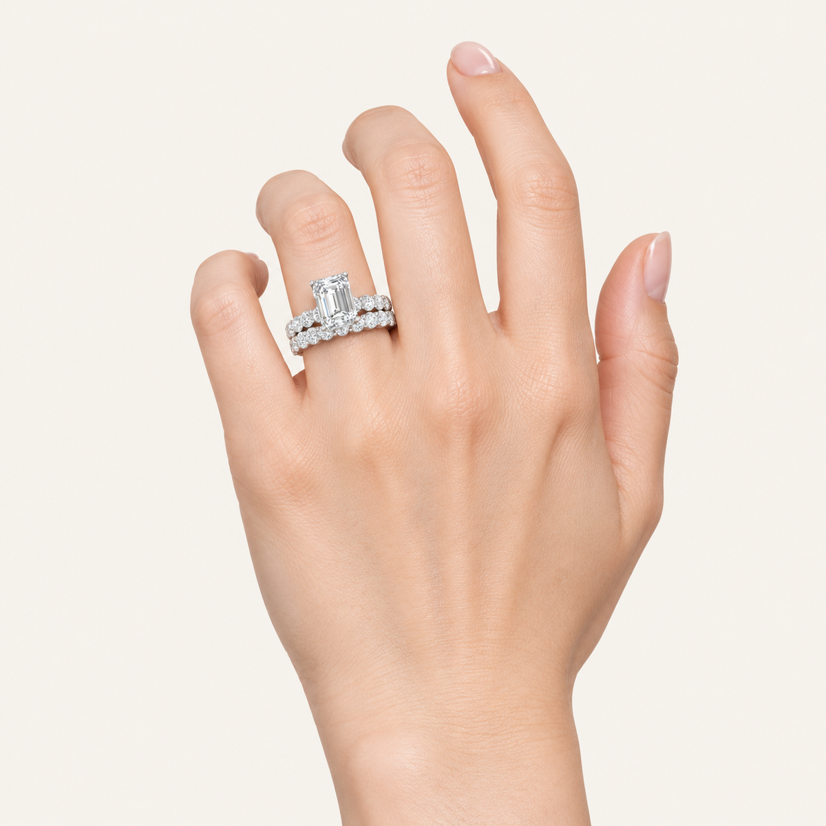 5.00CT Emerald Cut Lab Grown Diamond Bridal Set