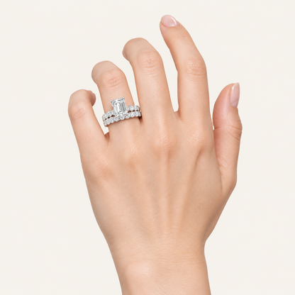 5.00CT Emerald Cut Lab Grown Diamond Bridal Set