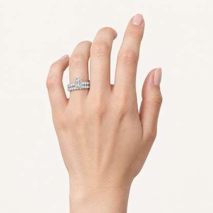 2.00CT Emerald Cut Lab Grown Diamond Bridal Ring