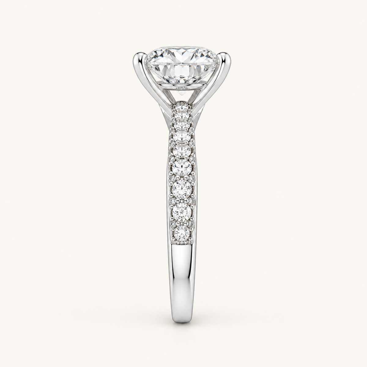 2.33 CT Round Cut Lab Grown Diamond Bridal Set Side Stone