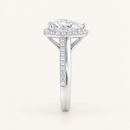 1.19 CT Pear Cut Lab Grown Diamond Halo Bridal Set