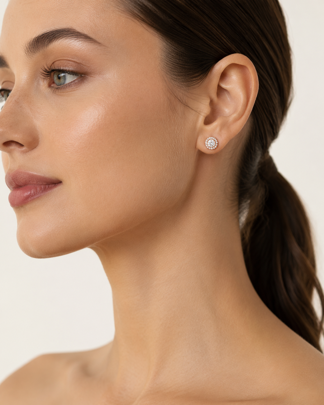 3CT Round Cut Lab Grown Diamond Halo Stud Earrings