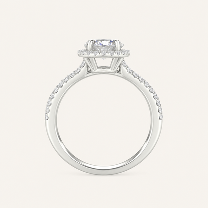 1.75CT Oval Cut Lab Grown Diamond Halo Side Stone Ring