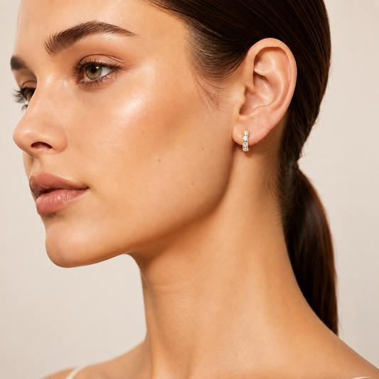 3CT Round Cut Lab Grown Diamond Hoop Earrings