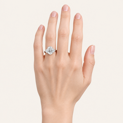 3.94CT Oval Cut Lab Grown Diamond Three Stone Ring
