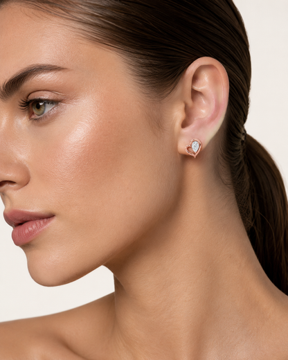 0.5CT Pear Cut Lab Grown Diamond Heart Shaped Earrings