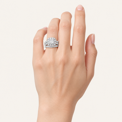 2.00CT Princess Cut Lab Grown Diamond Bridal Ring Set