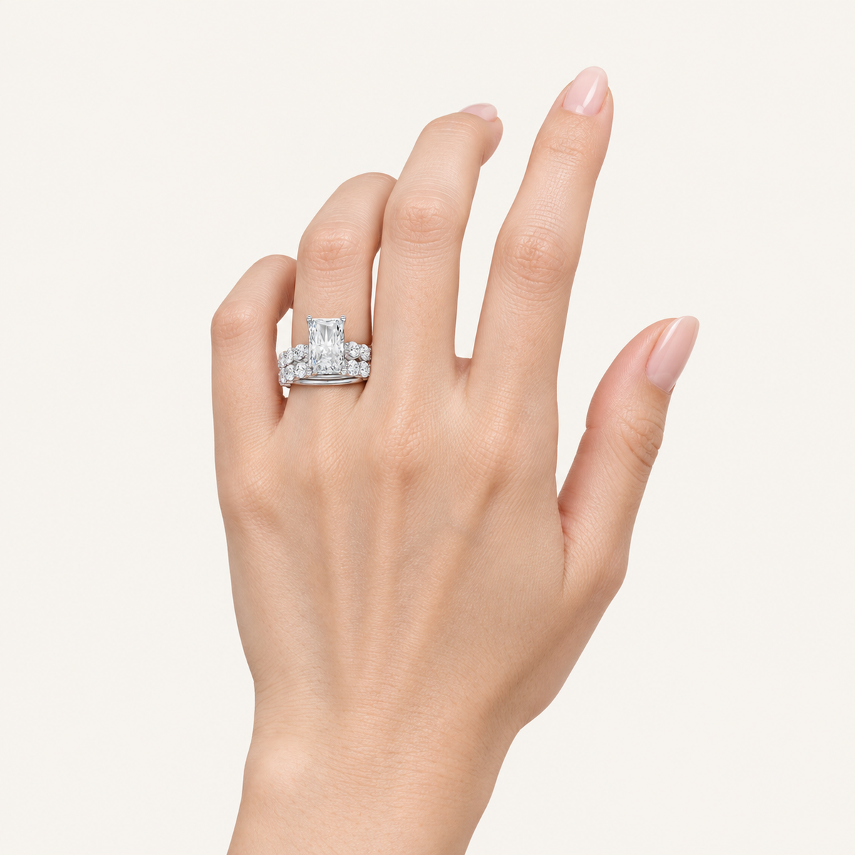5.00CT Emerald Cut Lab Grown Diamond Bridal Set