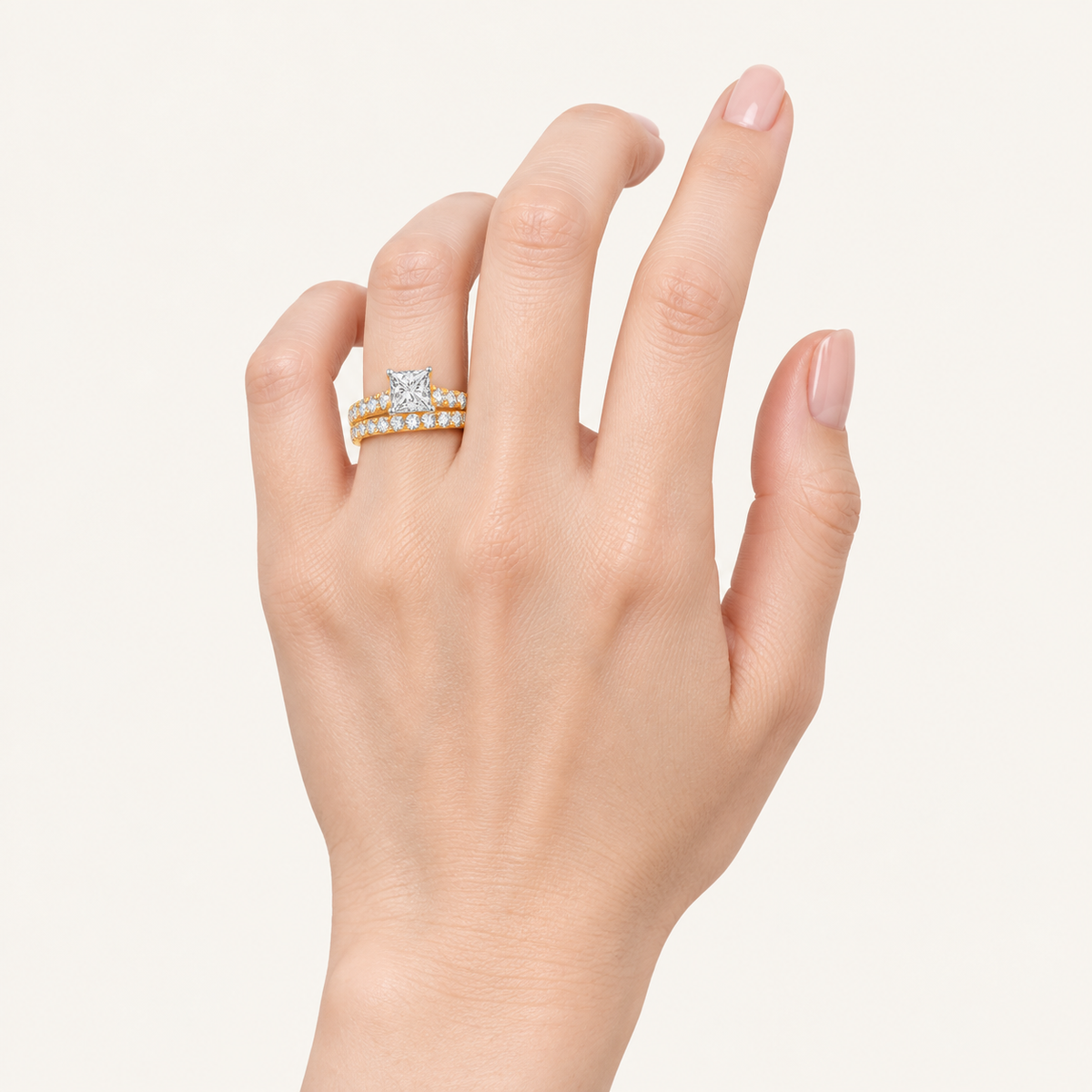 2.00CT Princess Cut Lab Grown Diamond Bridal Ring Set
