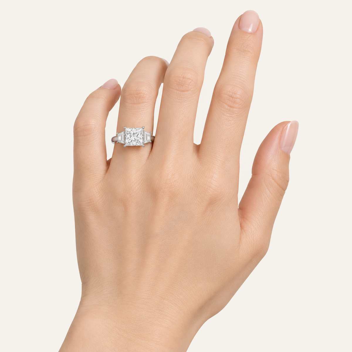 2.76CT Radiant Cut Lab Grown Diamond Three Stone Ring