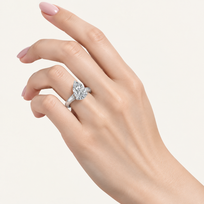3.00CT Pear Cut Lab Grown Diamond Solitaire Ring