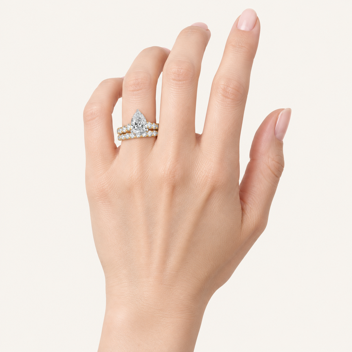 2.03CT Pear Cut Lab Grown Diamond Bridal Set
