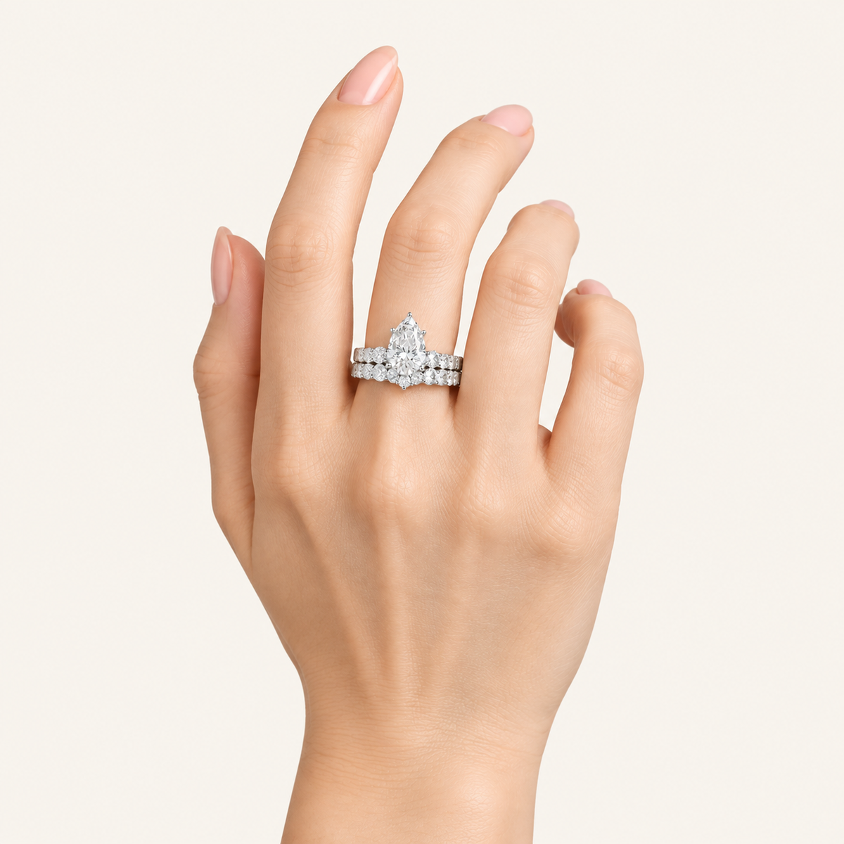 5.00CT Pear Cut Lab Grown Diamond Bridal Set