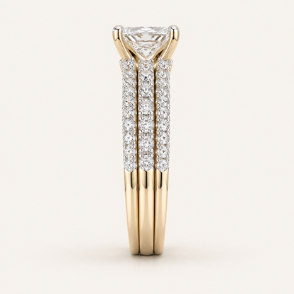 1.76 CT Princess Cut Lab Grown Diamond Band Set