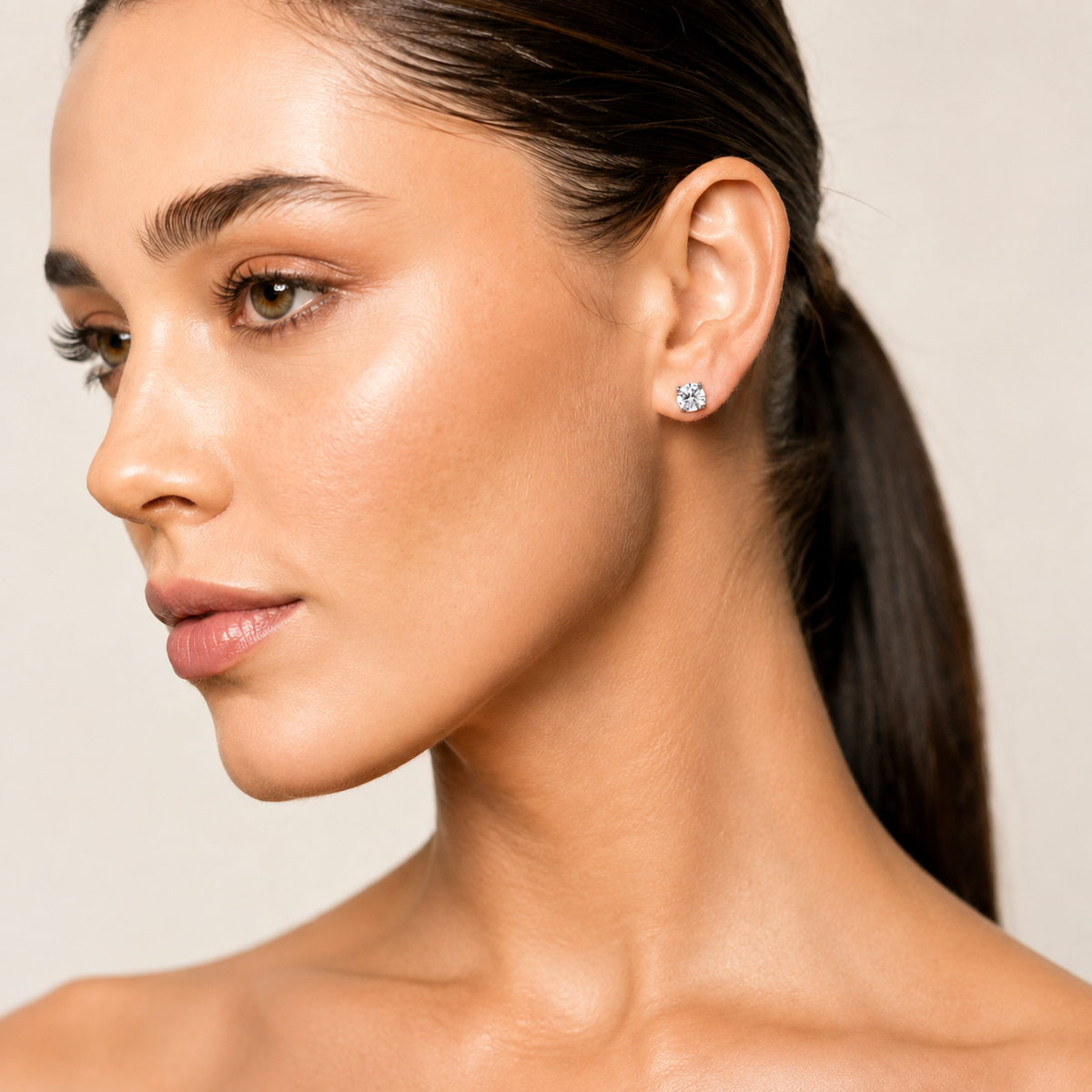 4CT Round Cut Lab Grown Diamond Classic Basket Set Stud Earrings