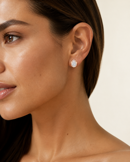 1CT Pear Cut Lab Grown Diamond Halo Stud Earrings