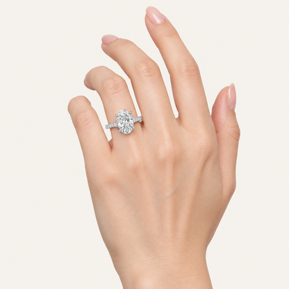 2.25CT Oval Cut Lab Grown Diamond Side Stone Ring