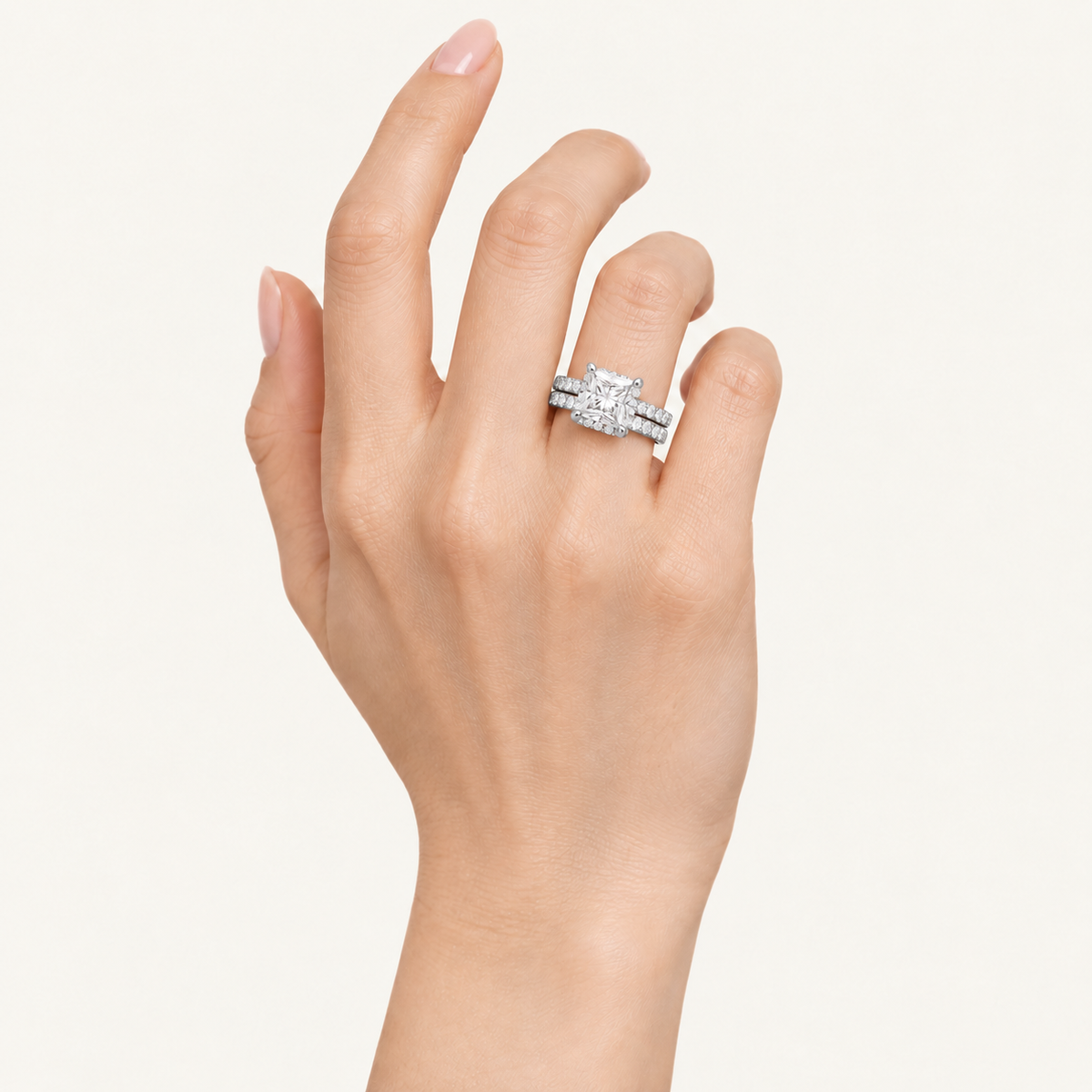1.75CT Princess Cut Lab Grown Diamond Bridal Set