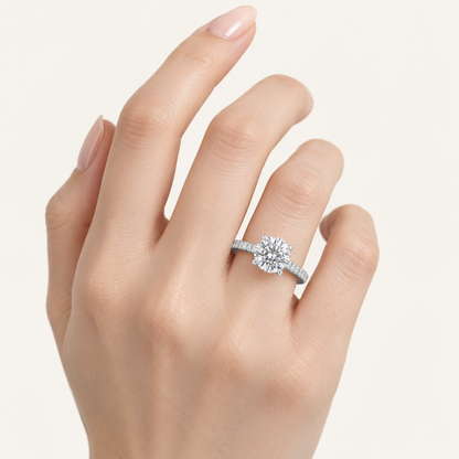 2.25CT Round Cut Lab Grown Diamond Side Stone Ring