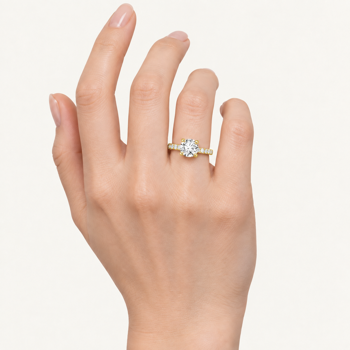 1.00CT Round Cut Diamond Side Stone Ring