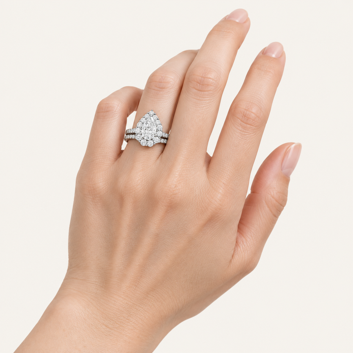 2.50CT Pear Cut Lab Grown Diamond Bridal Set