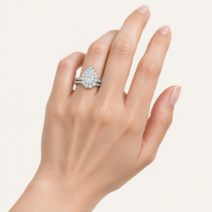 2.50CT Pear Cut Lab Grown Diamond Bridal Set