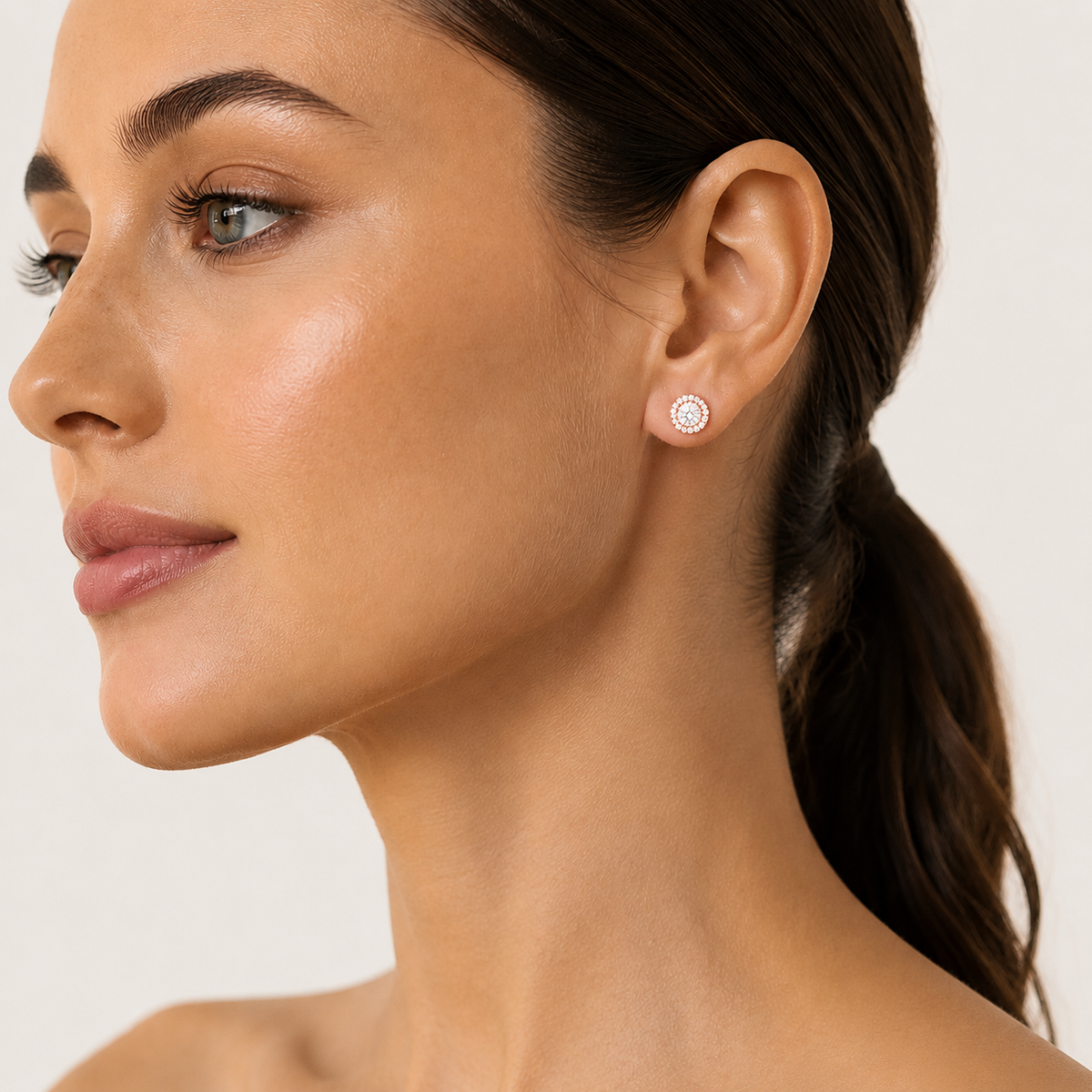 3CT Round Cut Lab Grown Diamond Halo Stud Earrings