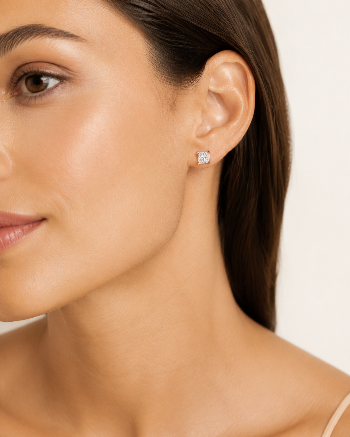 5CT Princess Cut Lab Grown Diamond Classic Basket Set Stud Earrings