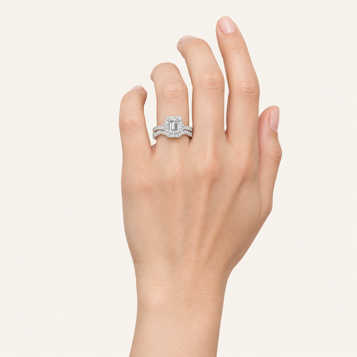 1.75CT Emerald Cut Lab Grown Diamond Bridal Set