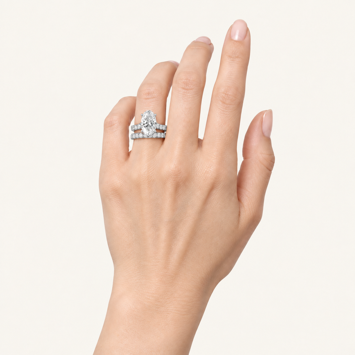 2.00CT Oval Cut Lab Grown Diamond Bridal Ring Set