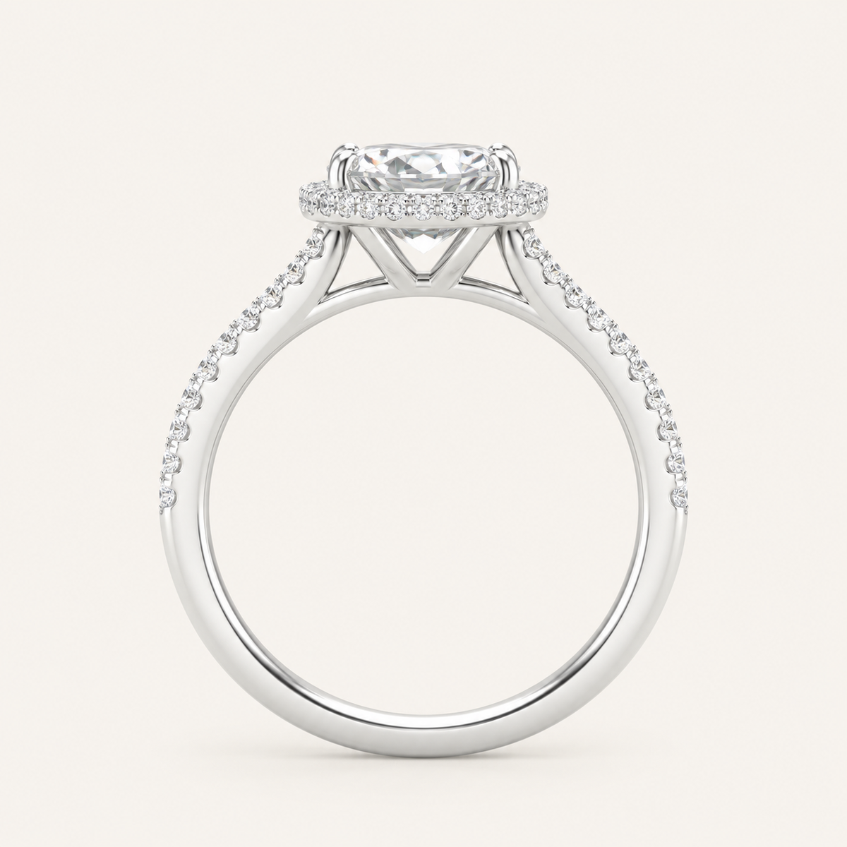 2.25CT Oval Cut Lab Grown Diamond Halo Side Stone Ring