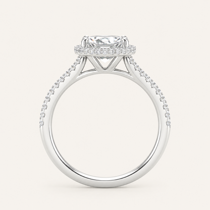 2.25CT Oval Cut Lab Grown Diamond Halo Side Stone Ring